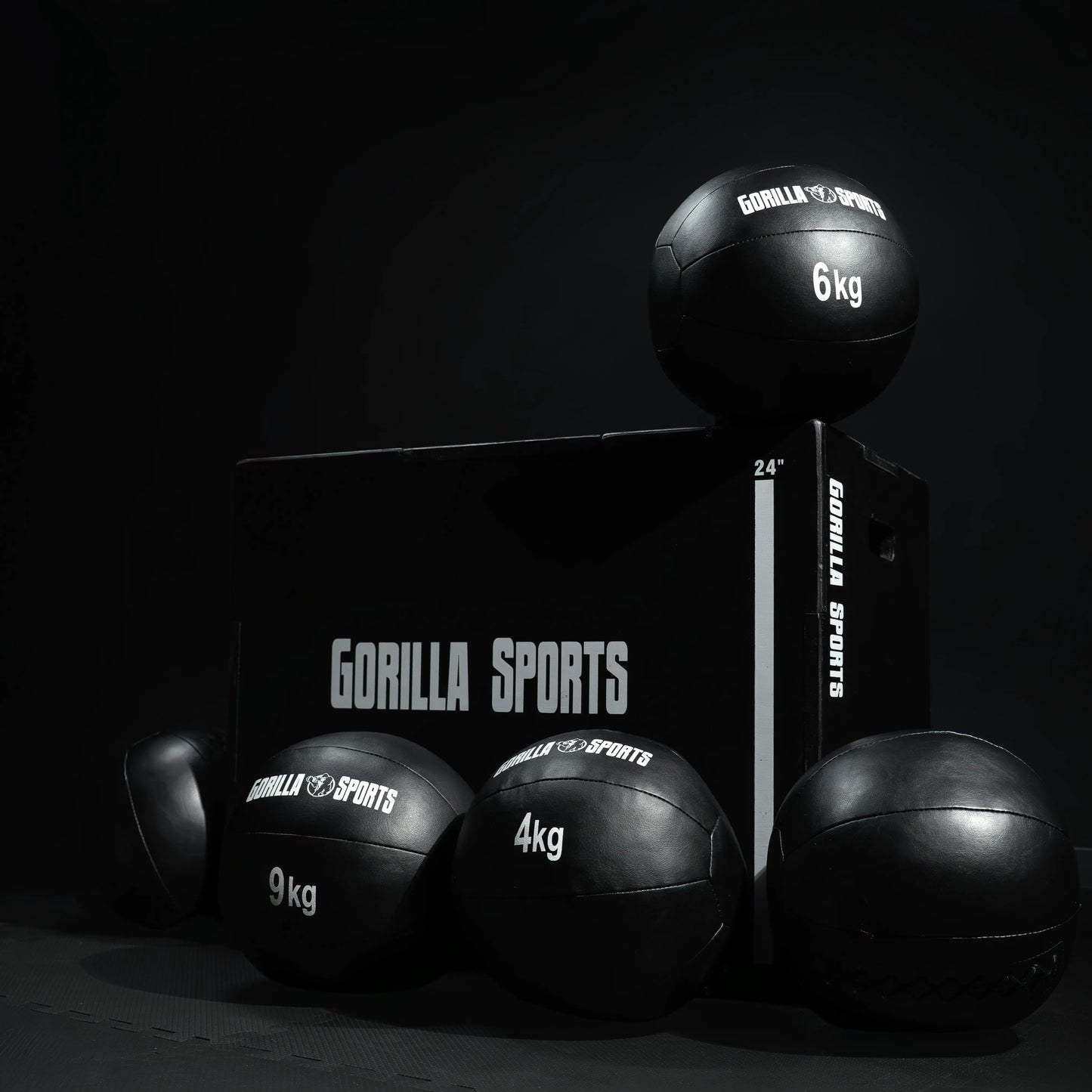 Medizinball aus Leder in Schwarz 1 - 10 kg - Gorilla Sports DE