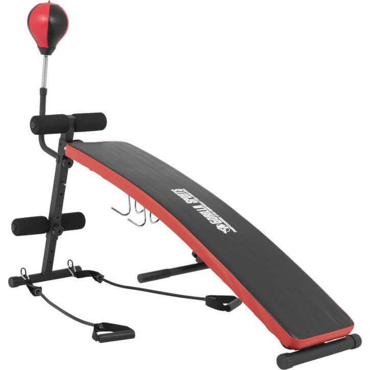 Sit up Bank mit Punchingball in der Farbe Schwarz/Rot - Gorilla Sports DE