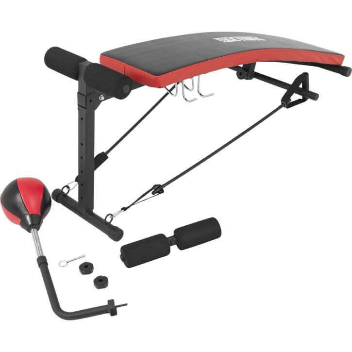 Sit up Bank mit Punchingball in der Farbe Schwarz/Rot - Gorilla Sports DE