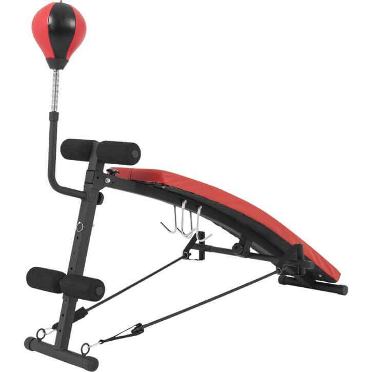 Sit up Bank mit Punchingball in der Farbe Schwarz/Rot - Gorilla Sports DE