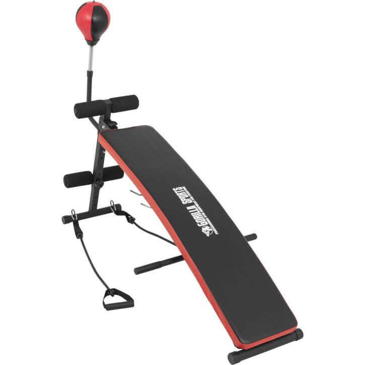 Sit up Bank mit Punchingball in der Farbe Schwarz/Rot - Gorilla Sports DE